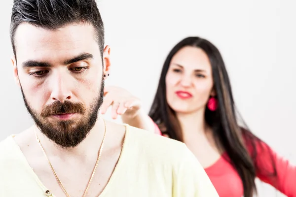 Man suffering about a woman despising him — Stock Photo, Image