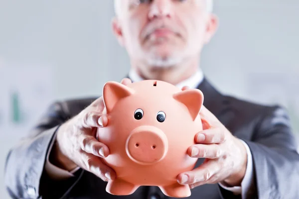 Executive businessman asking more savings — Stock Photo, Image