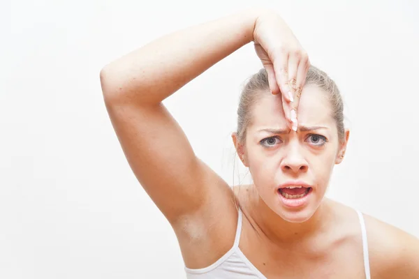 Vrouw presterende Italiaanse handgebaar — Stockfoto