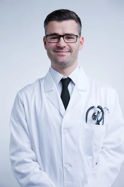 Self confident available doctor in white coat — Stock Photo, Image