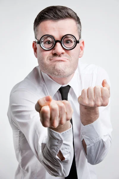 Weird nery jinxy man ready to fight — Stock Photo, Image