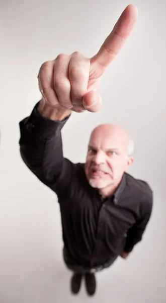 Finger of a man telling off in wide angle — Stock Photo, Image