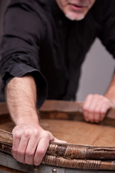 Man with a very big barrel — Stock Photo, Image