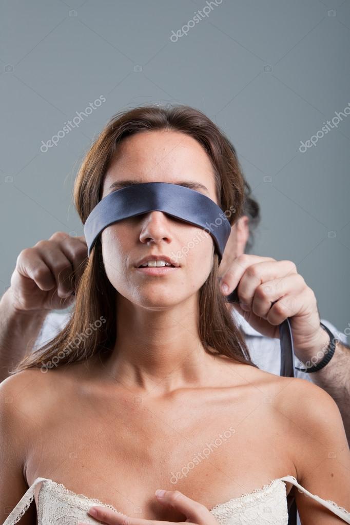 Blindfolded Woman Holding Out Her Hands Stock Photo - Download Image Now -  Adult, Adults Only, Blindfold - iStock