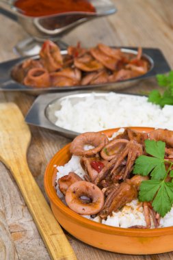 pirinç ile kalamar güveç izole