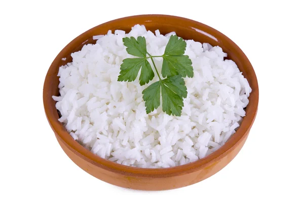 Tigela de arroz saboroso isolado — Fotografia de Stock