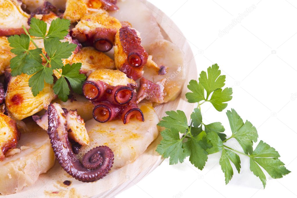 octopus with potatoes, cooking Galicia