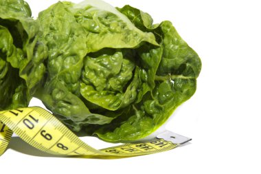 brokoli, marul ve şerit metre