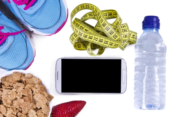 Dieta a mobilní telefon — Stock fotografie