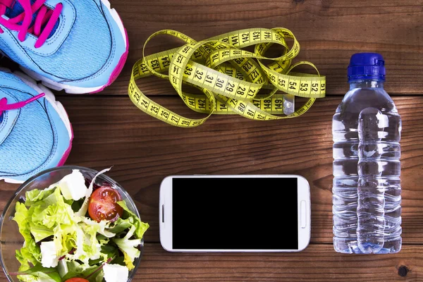 Kost och mobiltelefon — Stockfoto