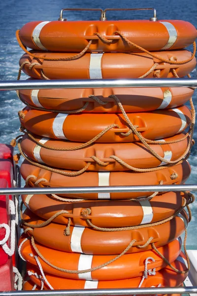 Lifebuoys in the boat — Stock Photo, Image