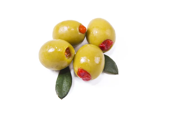 Olive ripiene di peperoncino rosso — Foto Stock