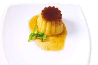 flan with caramel and vanilla clipart
