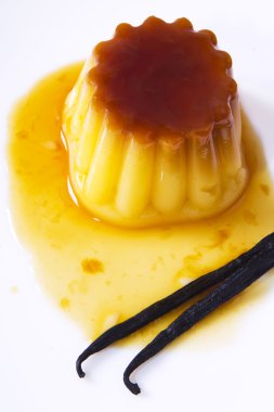 flan with caramel and vanilla clipart