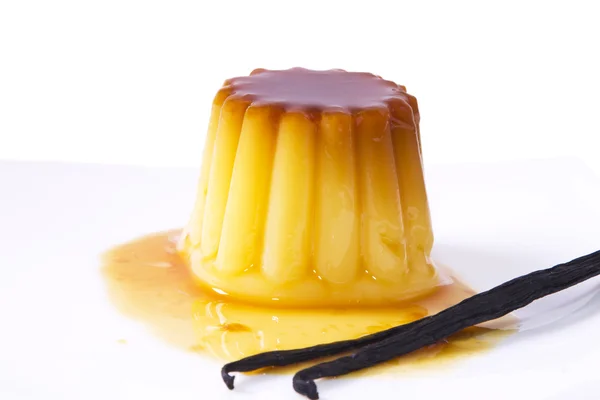 Flan-karamell és vanília — Stock Fotó