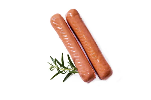 Salsichas saborosas isoladas em branco — Fotografia de Stock