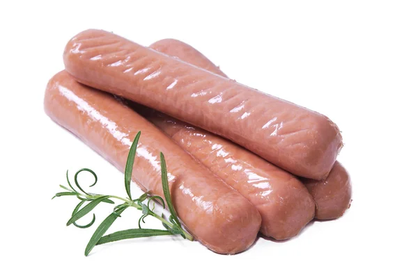 Tasty sausages isolated on white — Stock Photo, Image