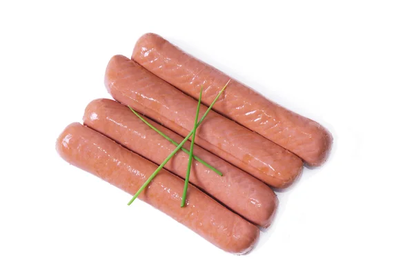 Tasty sausages isolated on white — Stock Photo, Image