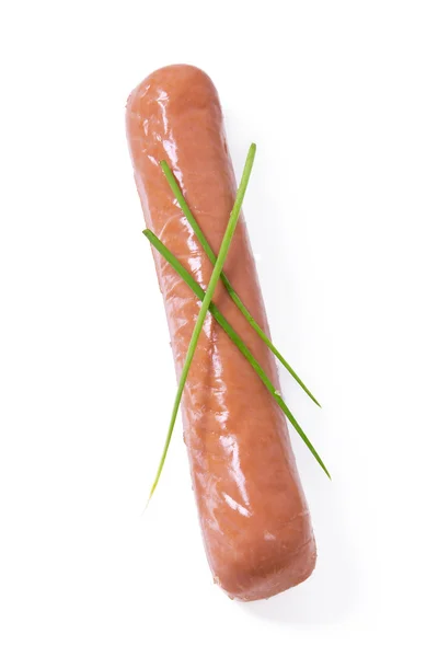 Salsichas com tomate no prato — Fotografia de Stock