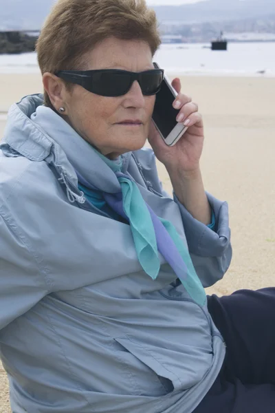 woman senior with mobile phone