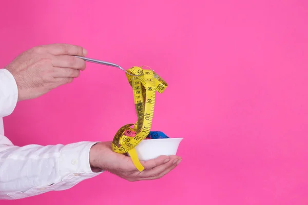 Furculiță Bandă Colorată Măsuri Dieta Conceptul Sănătate — Fotografie, imagine de stoc