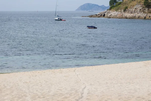 Пейзаж Пляжа Морем Песком Галиция — стоковое фото