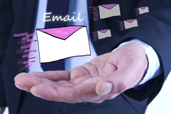 Zakenman Met Enveloppe Concept Van Het Verzenden Ontvangen Van Mails — Stockfoto