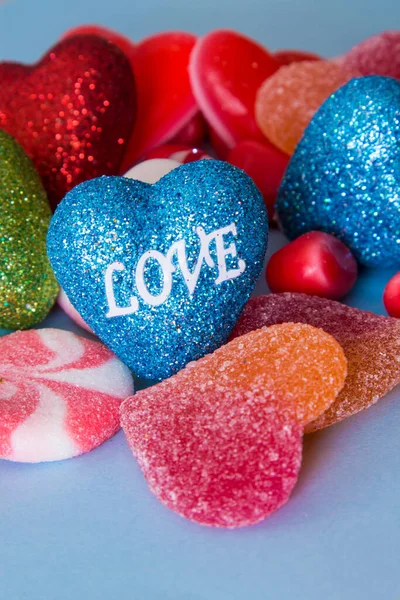 Assortment Candies Gummies Valentine Day — Stock Photo, Image