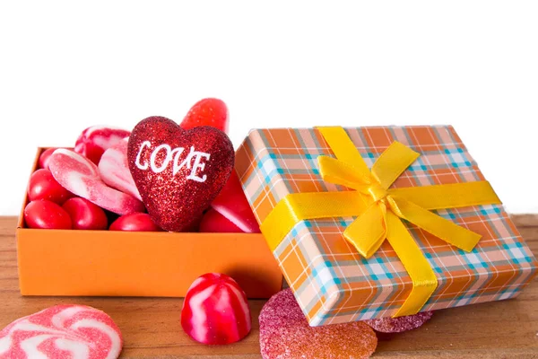 Geschenkbox Voller Bonbons — Stockfoto