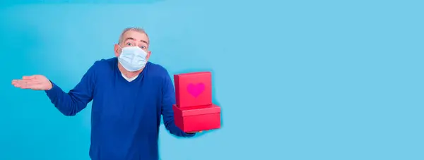 Aantrekkelijke Man Met Beschermend Masker Zijn Gezicht Voor Coronavirus Covid — Stockfoto