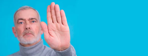 Dorosły Mężczyzna Zaprzeczenie Lub Znak Stopu Ręcznie Izolowane — Zdjęcie stockowe