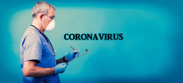 Médico Con Máscara Estetoscopio Informes Concepto Virus Coronavirus Infecciones —  Fotos de Stock