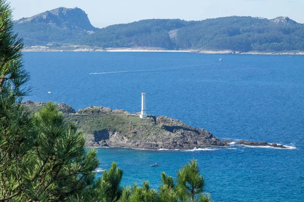 Pontevedra Galicia Spanya Daki Cabo Deniz Feneriyle Manzara — Stok fotoğraf