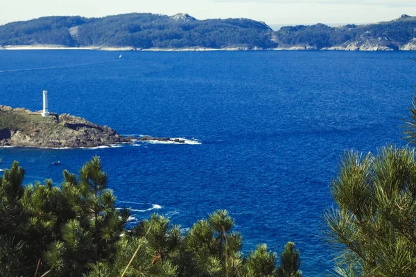 Pontevedra Galicia Spanya Daki Cabo Deniz Feneriyle Manzara — Stok fotoğraf