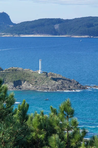 Pontevedra Galicia Spanya Daki Cabo Deniz Feneriyle Manzara — Stok fotoğraf