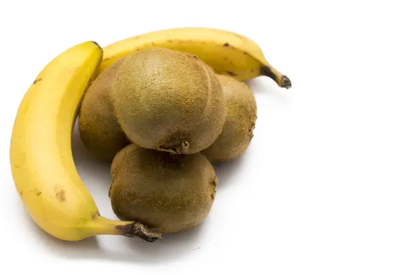 Kiwi och banan isolerade — Stockfoto