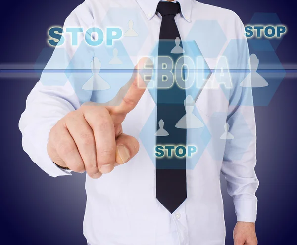 Businessman pressing button Ebola — Stock Photo, Image