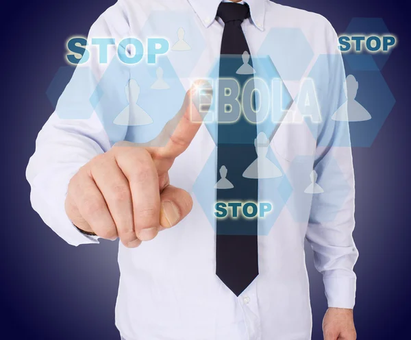 Businessman pressing button Ebola — Stock Photo, Image