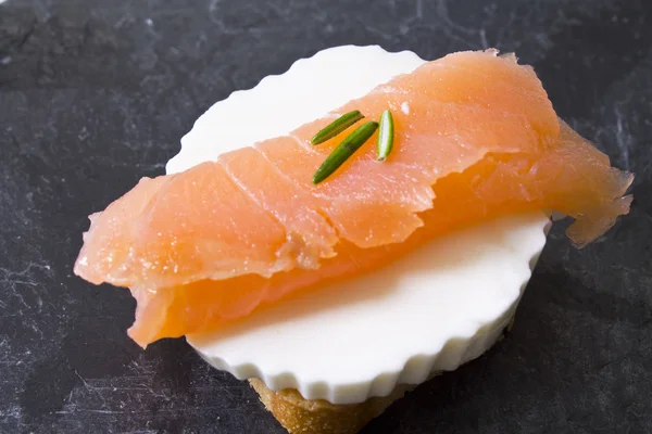 Delicious salmon canapes — Stock Photo, Image