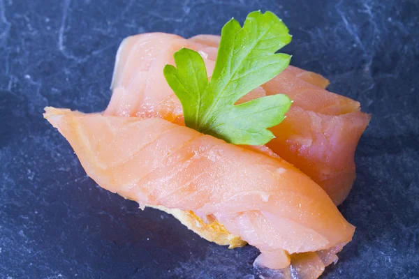 Delicious salmon canapes — Stock Photo, Image