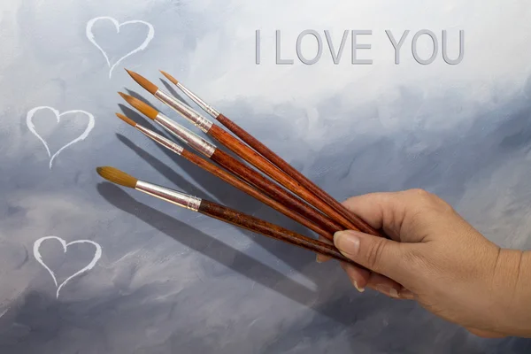 Hand geschilderde valentines kaart — Stockfoto