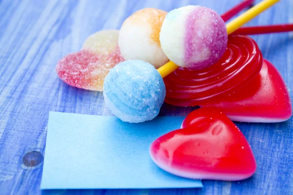 Valentines card with candy — Stock Photo, Image