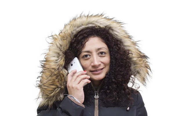 Mujer con teléfono móvil aislado —  Fotos de Stock