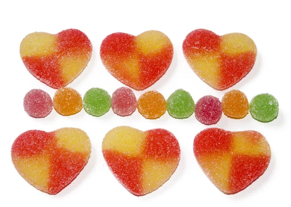 Assortment of candies and jelly beans isolated — Stock Photo, Image