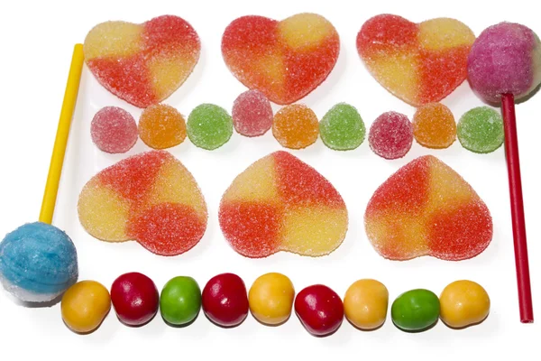 Assortment of candies and jelly beans isolated — Stock Photo, Image