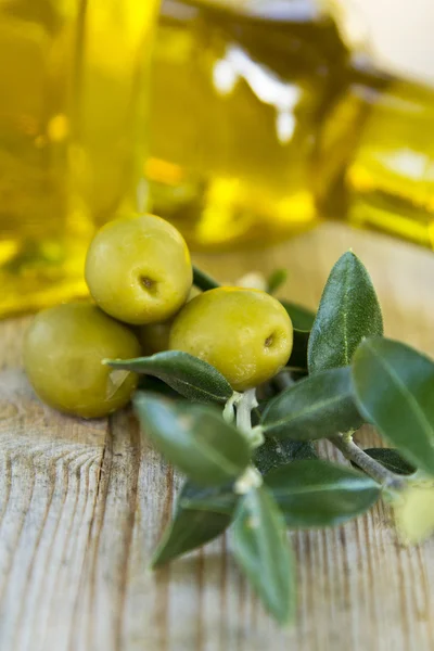 Aceite de oliva y aceitunas — Foto de Stock