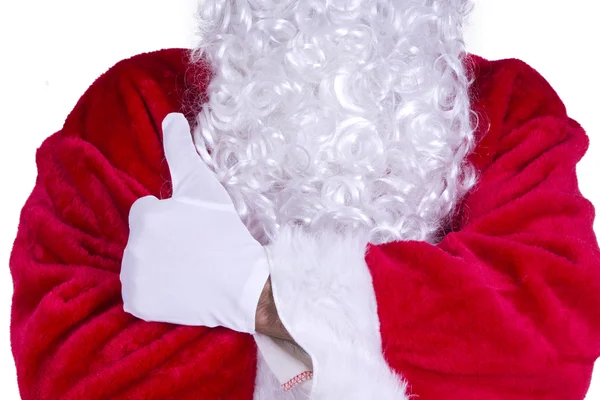 Santa's hand met symbool ok geïsoleerd — Stockfoto