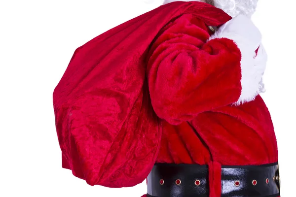 Säck jultomten isolerade — Stockfoto