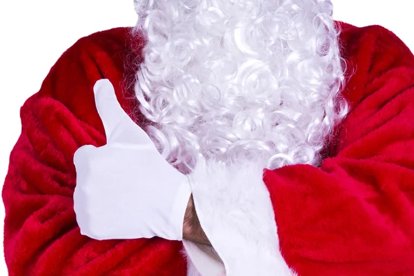 Rode Santa Claus wijzend handje — Stockfoto