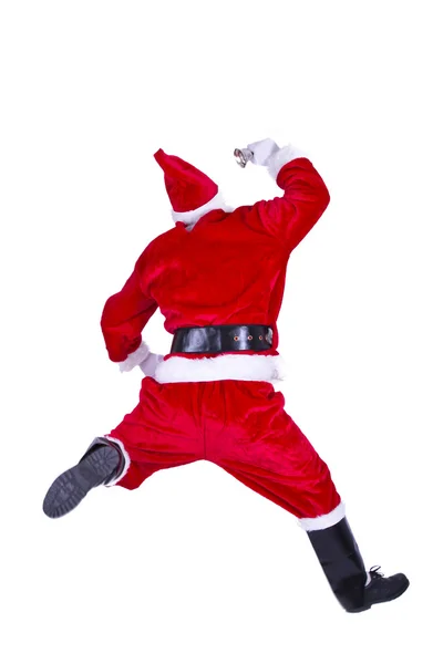 Santa jumping com bellflower isolado — Fotografia de Stock